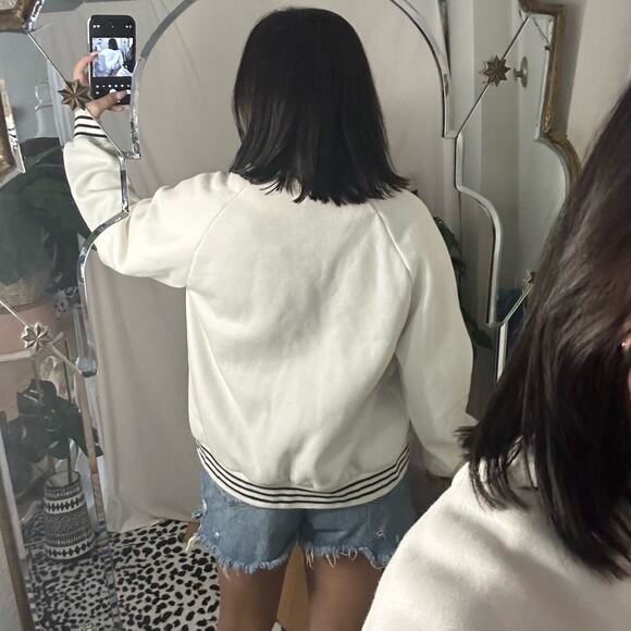 Edikted Cowboys Snap Front Varsity Jacket White Size Large - Picture 5 of 6